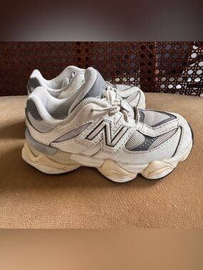 New Balance 9060 Kids White and Gray Athletic Sneakers